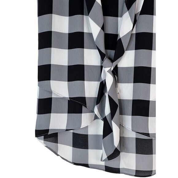 NWOT Alfani Womens Black White Gray Check Tie Bow Sleeveless Blouse 2P 2 Petite - Picture 3 of 6